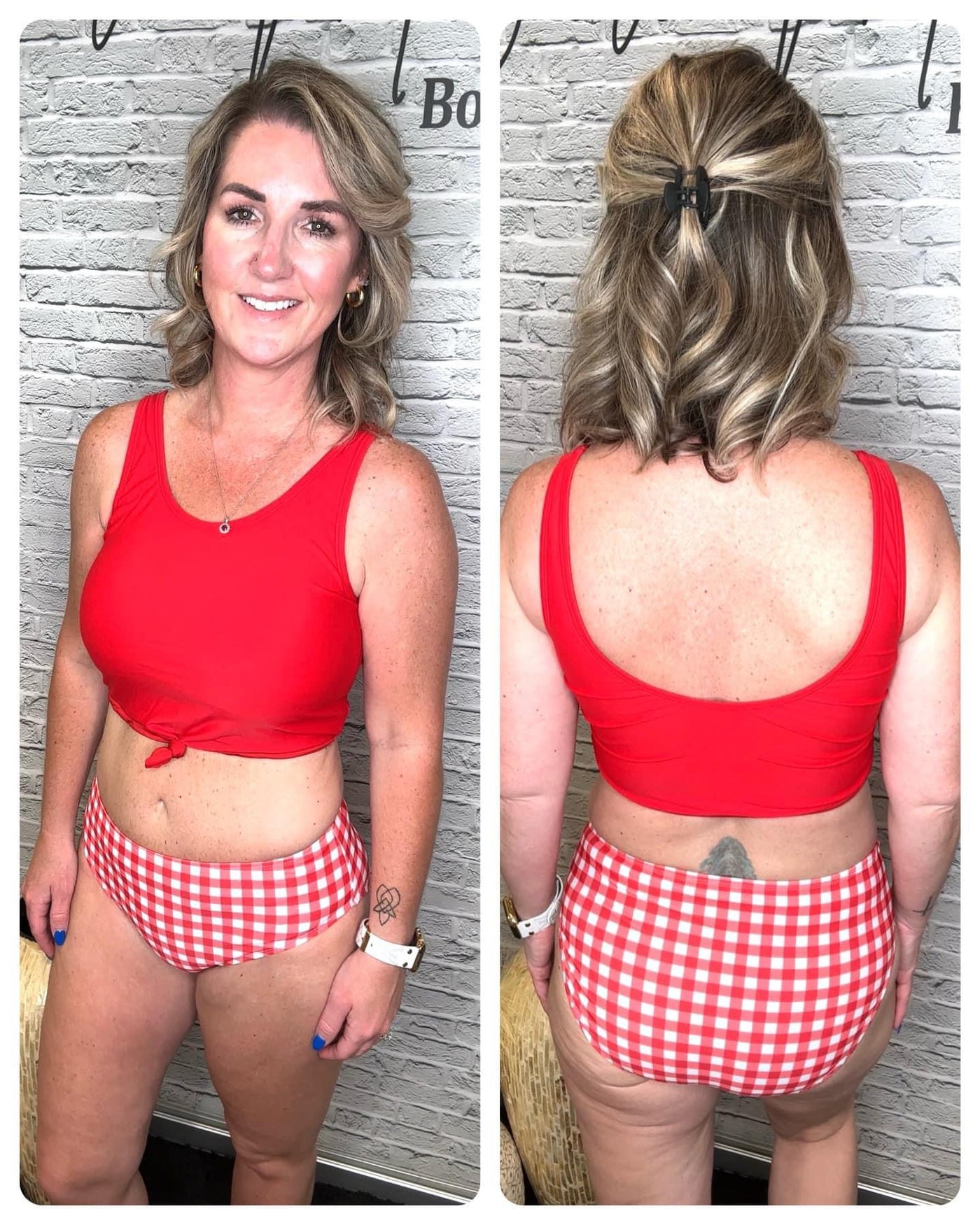 Red gingham swim separates | Mack & Mal