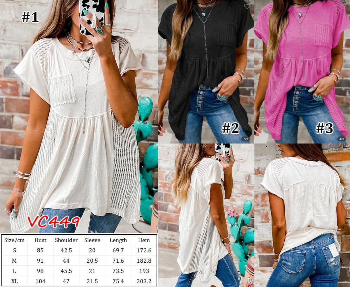 Hollow Knit Splicing Tunic Top | VC449