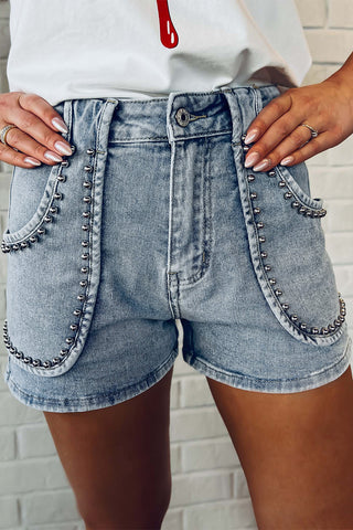 Denim Studded Acid Washed Bottoms | RTS