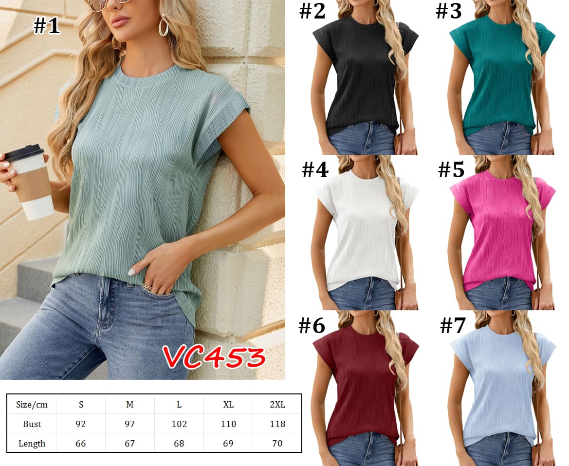 Textured Cap Sleeve shirt | VC453