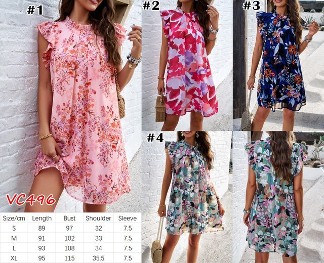 Floral Chiffon Dress | VC496