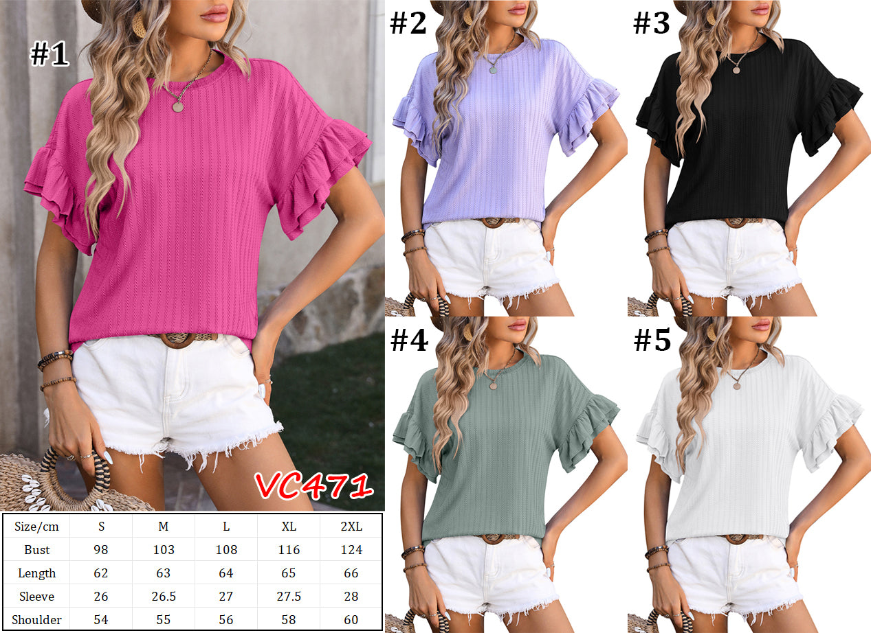 Soft Ruffle Sleeve Top  | VC471