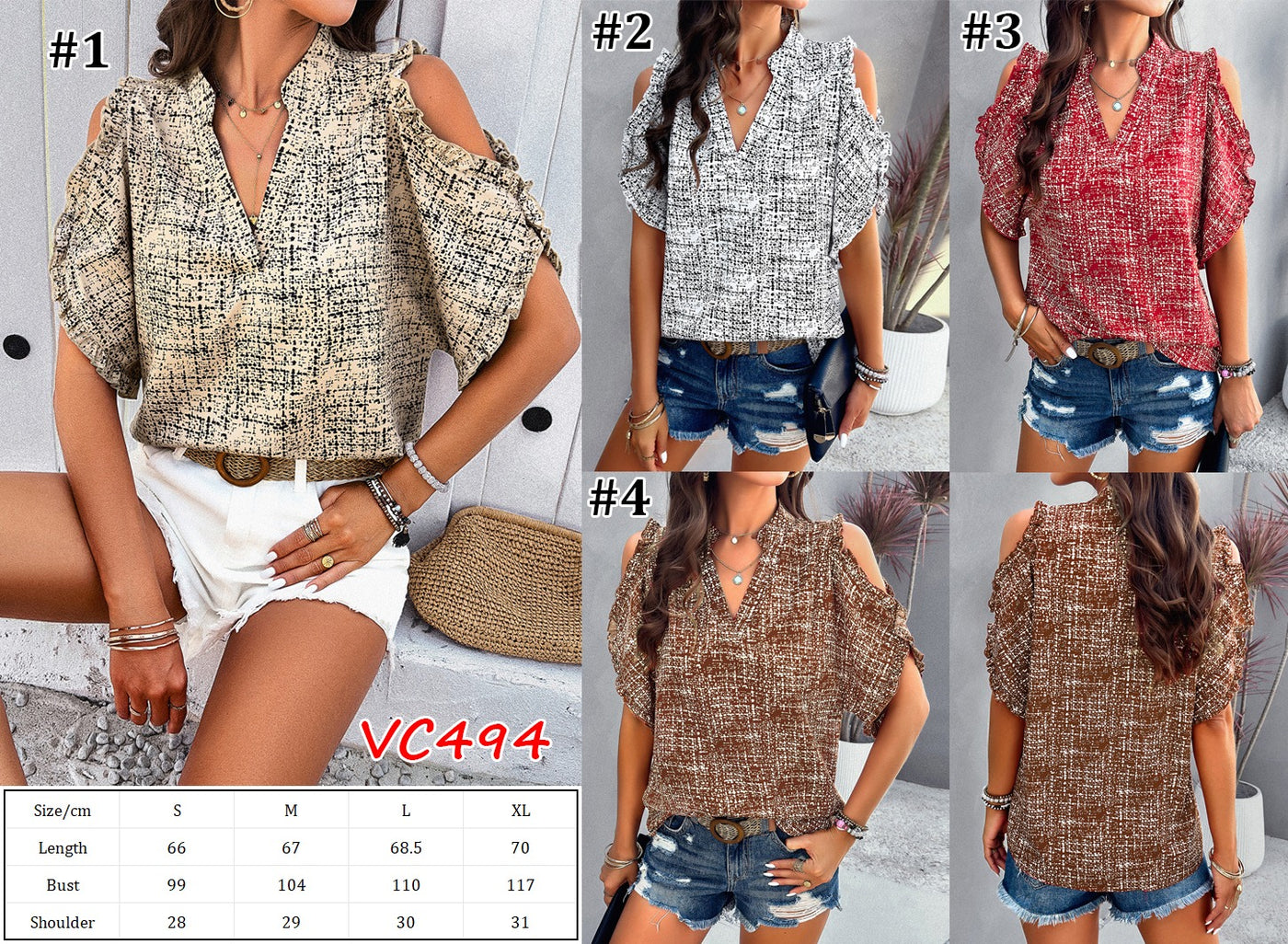 Vneck  off the shoulder top-VC494