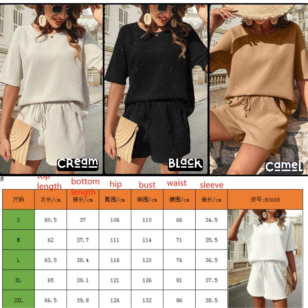 Waffle Knit Shorts Set