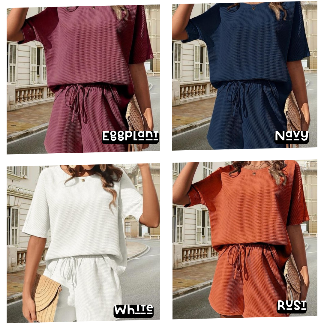 Waffle Knit Shorts Set