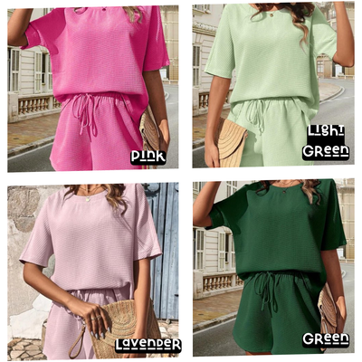 Waffle Knit Shorts Set